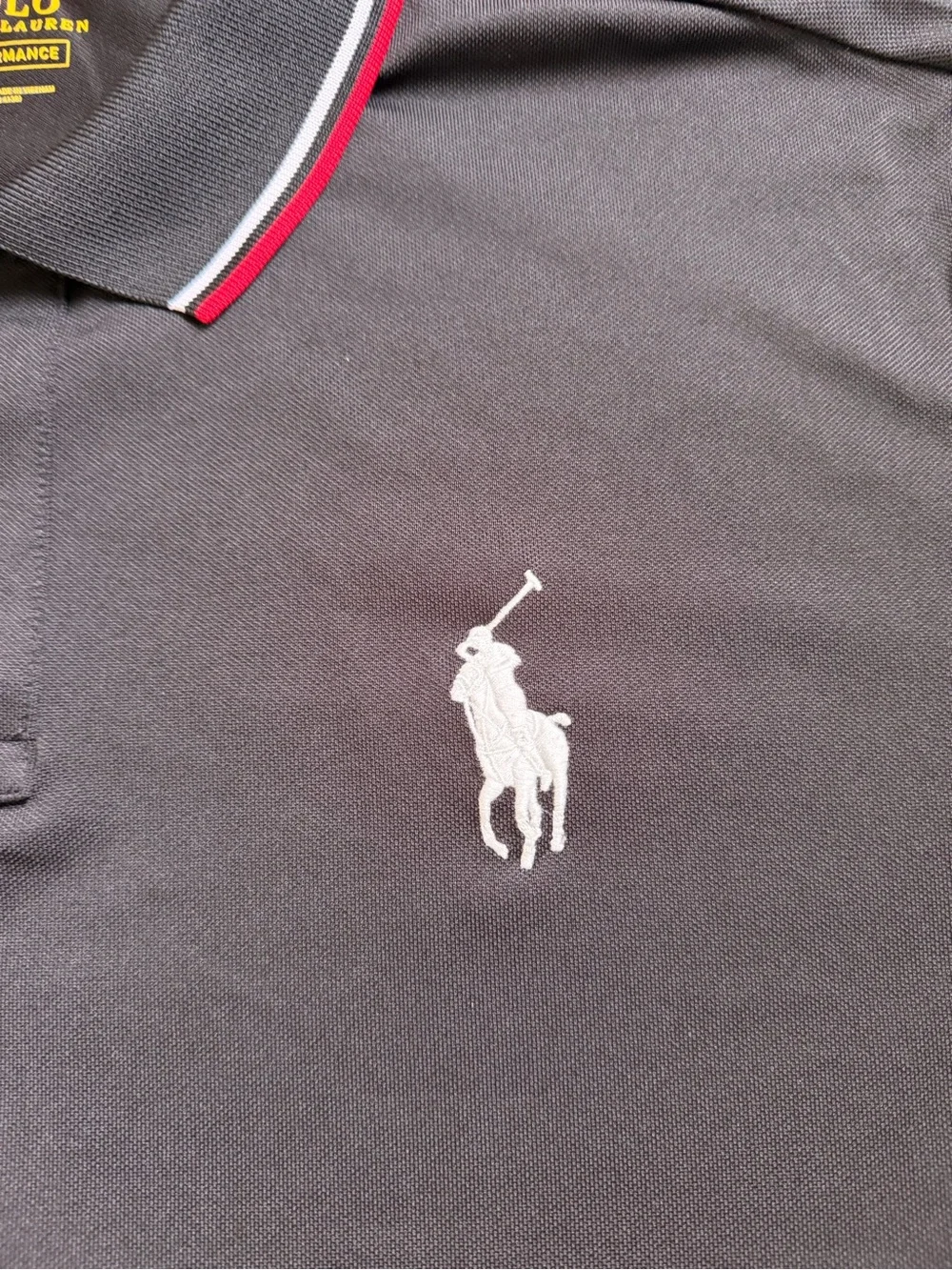 Polo Ralph Lauren Performance XXL Black Red Diagonal Stripe Polo Custom Fit